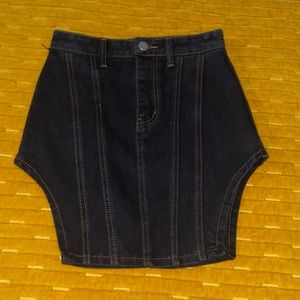 PLT Denim Cut Hem Mini Skirt